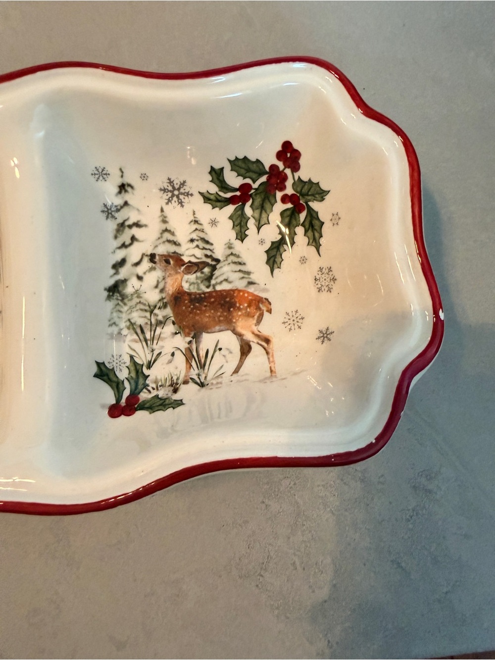 Better Homes & Gardens Heritage 3 Section Divided Server Winter Forest Ironstone - Picture 4 of 11